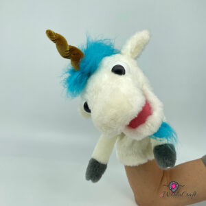 Happy Unicorn white and blue - hand puppet