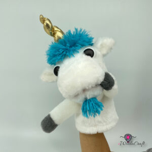 Happy Unicorn white and blue - hand puppet